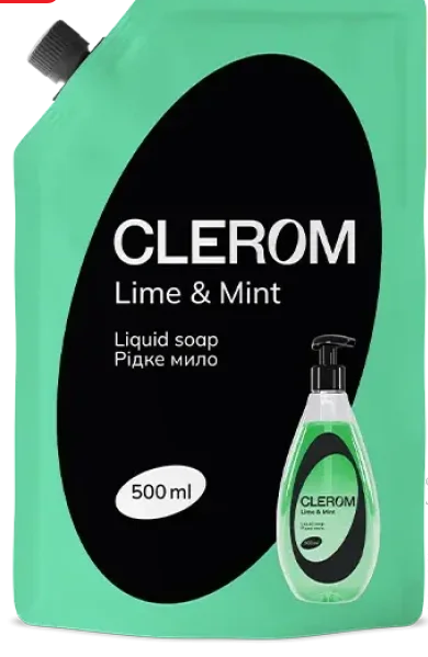 Clerom рідке мило дой-пак 500мл Lime and mint